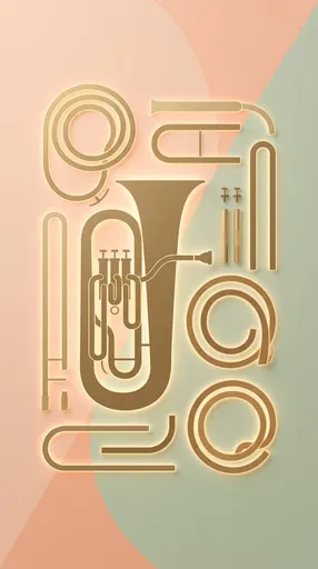 Stylized Euphonium Brass Instrument Flat Lay