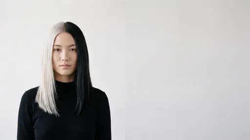 Woman with Blonde and Black Split Hair