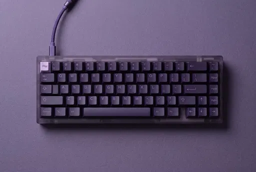 Purple Translucent Mechanical Keyboard Flat-Lay
