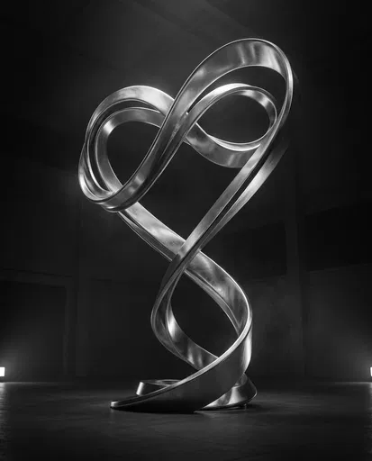Metallic Ribbon Heart and Infinity Sculpture