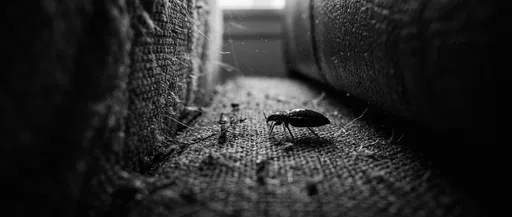 Monochrome Macro of Bed Bug in Crevice