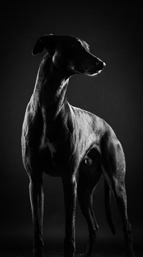 Monochrome Studio Silhouette of Standing Greyhound
