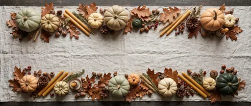 Autumn Harvest Table Runner Flat Lay Border