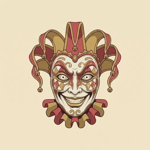 Sinister Vintage Jester Mask Illustration
