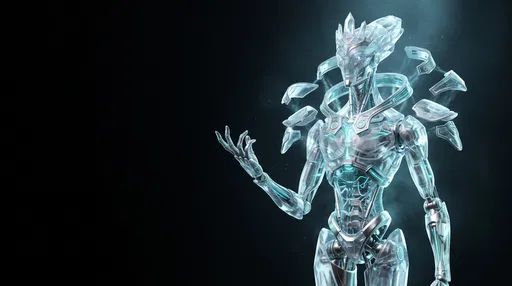 Translucent Crystalline Cybernetic Alien Character