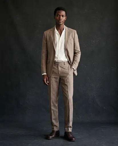 Man in Taupe Suit Studio Portrait