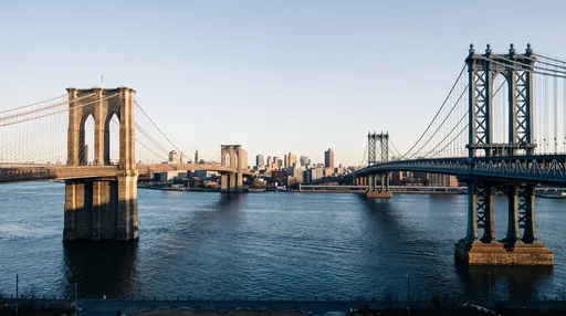 Brooklyn and Manhattan Bridges Over East River