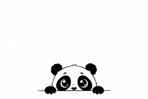 Cute Cartoon Panda Peeking Over Line