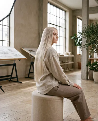 Woman With Long Platinum Blonde Hair