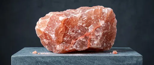 Raw Pink Salt Boulder on Plinth