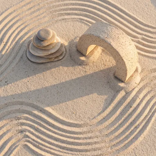 Zen Stacked Pebbles and Ceramic Arch