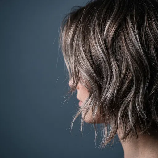 Ash Brown Shaggy Bob Hairstyle Close-Up