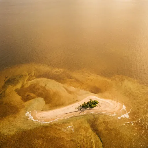 Aerial View of Golden Tropical Sandbar Island