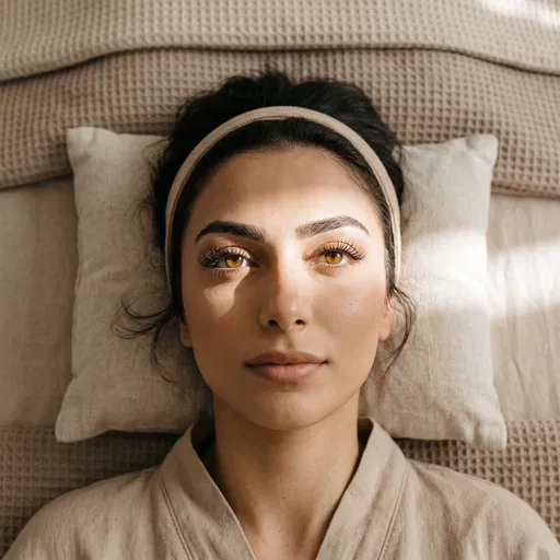 Woman Lying on Beige Spa Bed