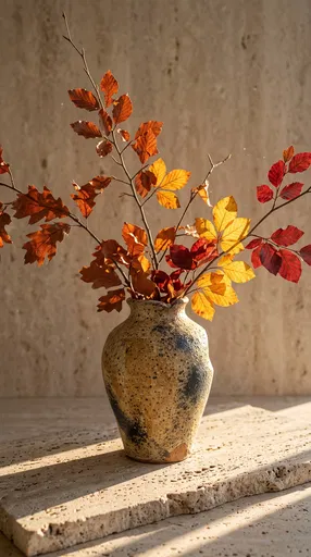 Stoneware Vase With Autumn Branches