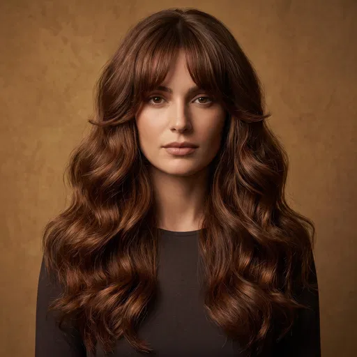 Portrait of Woman With Wavy Chestnut Hair