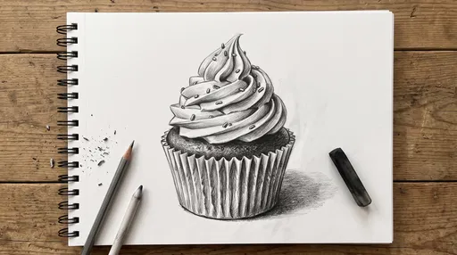 Charcoal Cupcake Drawing on Sketchpad
