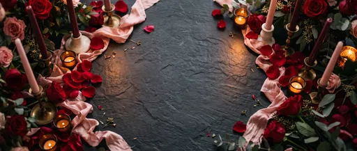 Romantic Valentine Slate Background with Candles
