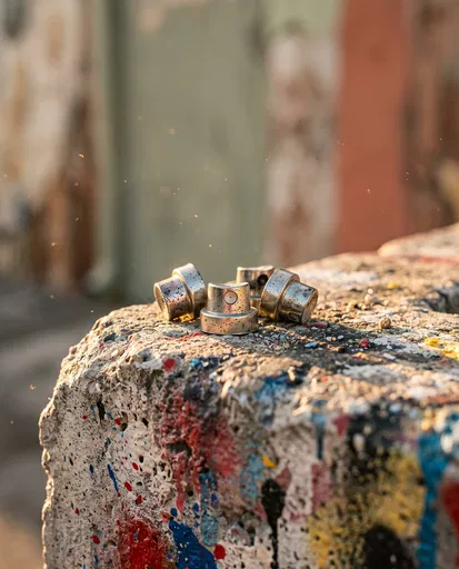Metallic Spray Paint Nozzles on Concrete