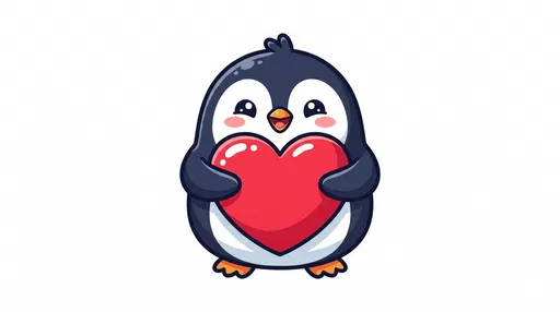Cute Cartoon Penguin Holding Red Heart