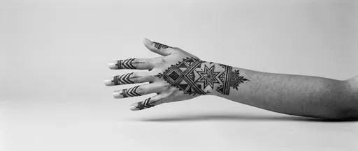 Monochrome Hand with Geometric Arabic Mehndi