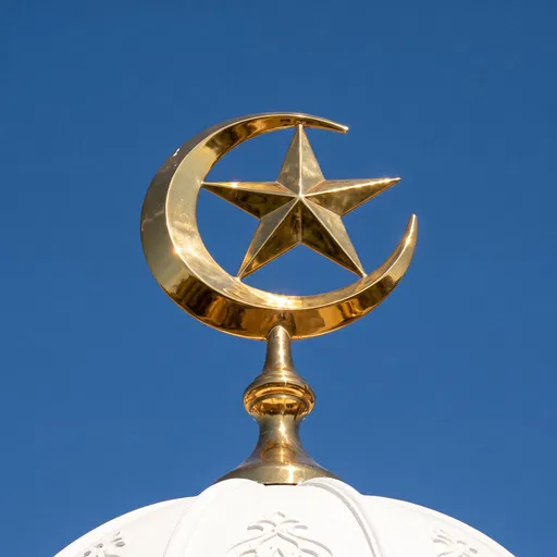 Gold Crescent and Star Finial on Dome