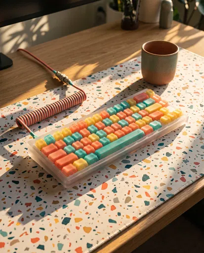 Colorful Custom Mechanical Keyboard on Desk