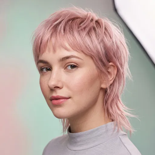 Woman with Pastel Pink Pixie Mullet