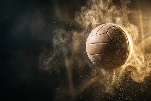 Leather Volleyball in Golden Dust Cloud