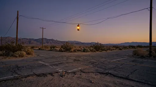 Yellow Light at Desert Intersection