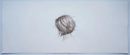 Architectural Sketch of Tousled Brunette Bob Hairstyle