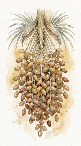 Watercolor Botanical Illustration of Hanging Dates