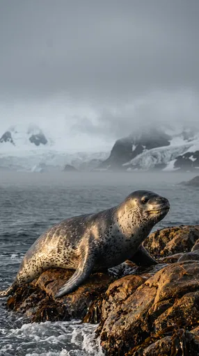 Spotted Seal on Sunlit Coastal Rocks