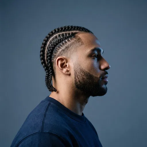 Man With Cornrows Side Profile Portrait