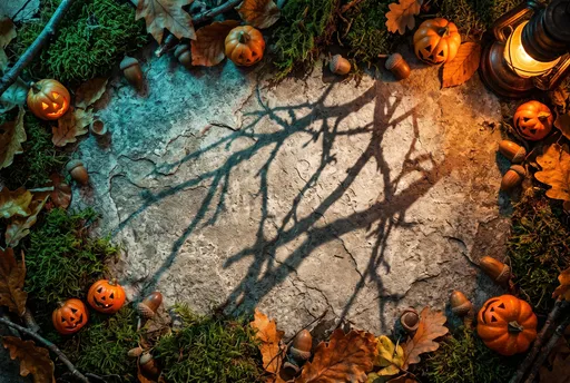Spooky Autumn Stone Flatlay Frame