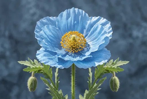 Symmetrical Himalayan Blue Poppy in Bloom