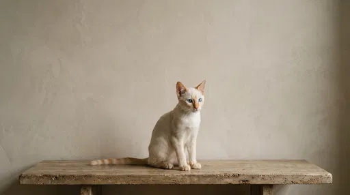 Flame Point Siamese Kitten on Stone Bench