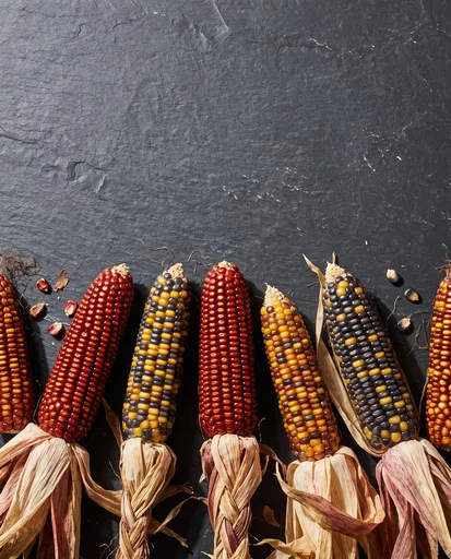 Colorful Heirloom Corn on Dark Slate