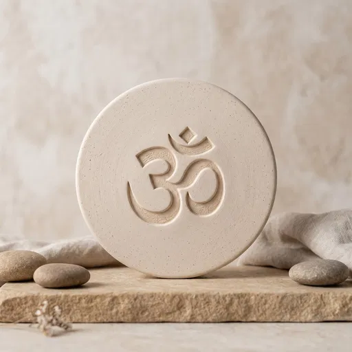 Ceramic Diffuser Disk With Carved Om Symbol