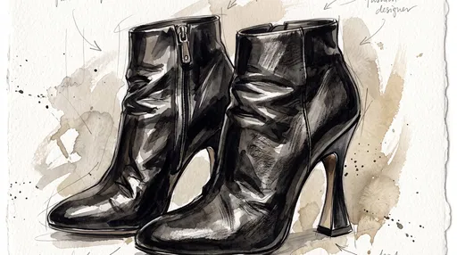 Watercolor Fashion Sketch of Black Boots
