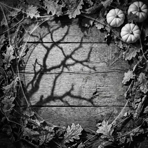 Monochrome Autumn Flatlay With Pumpkins