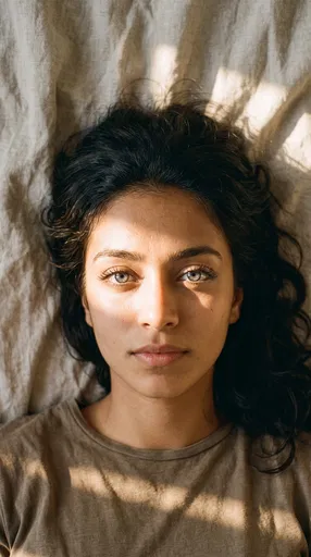 Top-Down Portrait of Woman With Grey Eyes