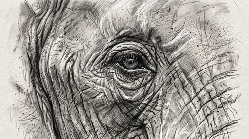 Charcoal Sketch of Elephant Eye