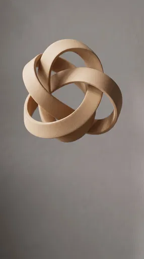 Floating Beige Geometric Knot Sculpture