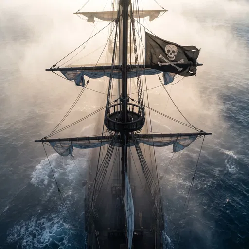 Pirate Ship Mast with Jolly Roger Flag