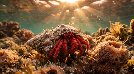 Scarlet Hermit Crab on Coral Reef
