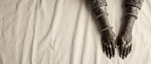 Sepia Flat-Lay of Bridal Mehndi Hands