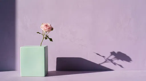 Pink Rose in Mint Ceramic Block