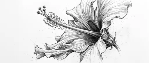 Graphite Sketch of a Hibiscus Flower