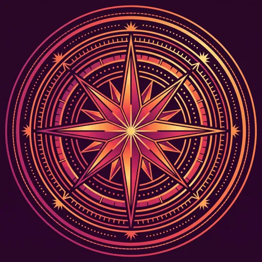 Sunset Gradient Compass Rose Icon